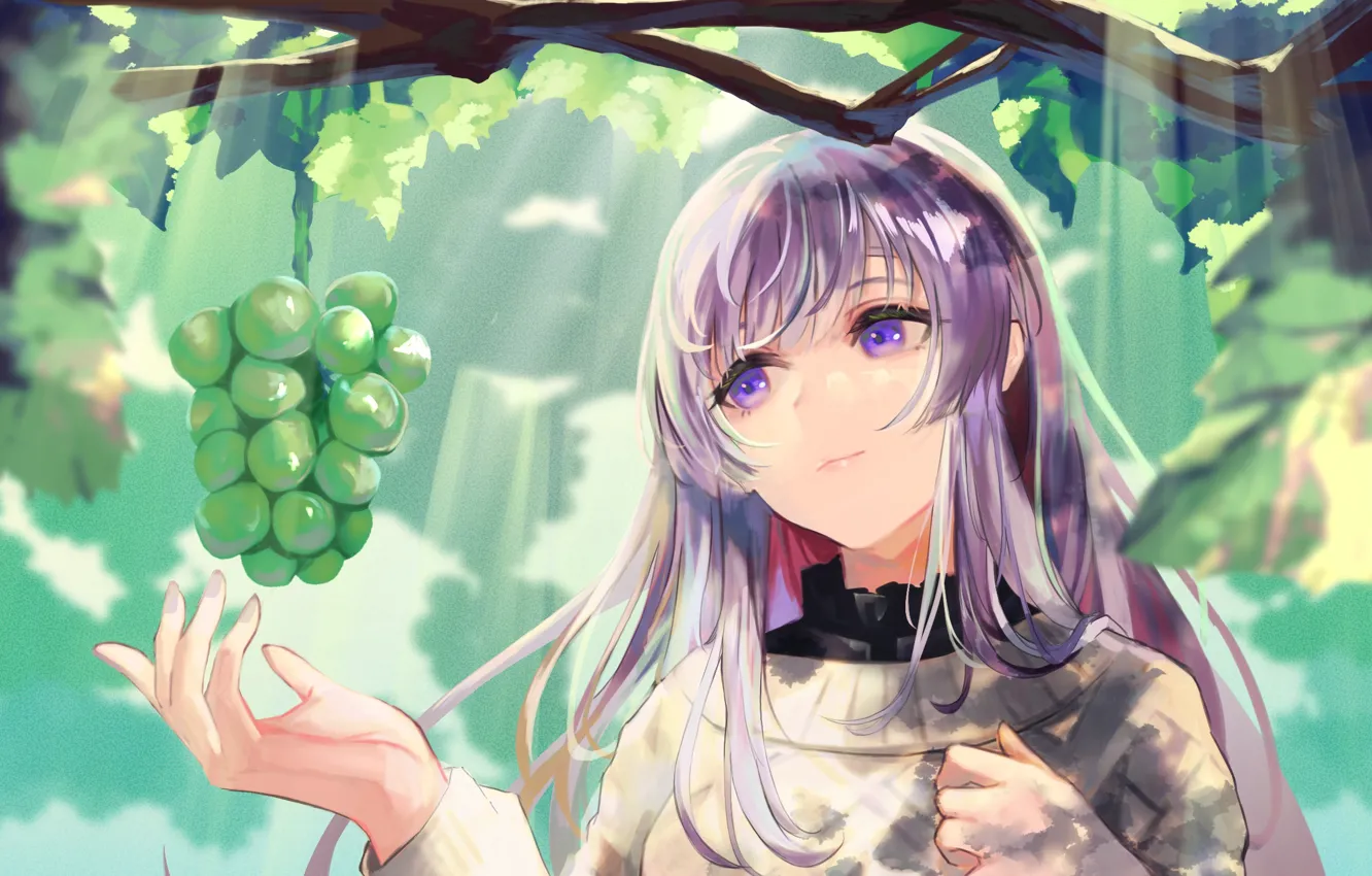 Фото обои девушка, виноград, The iDOLM@STER: Shiny Colors, Kiriko Yukoku