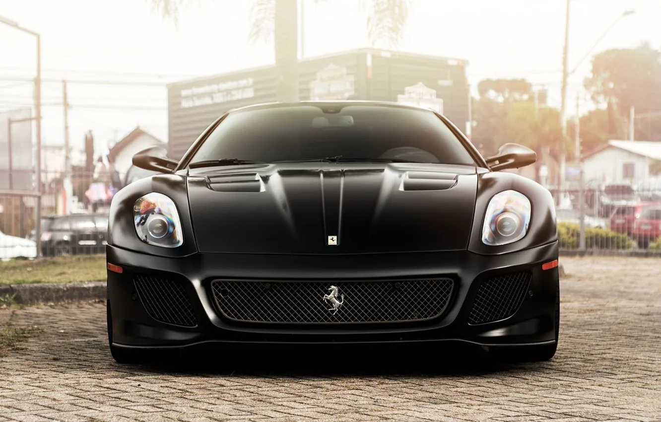 Фото обои Black, Coupe, GTO, Ferrari 599, Supercar, Noir