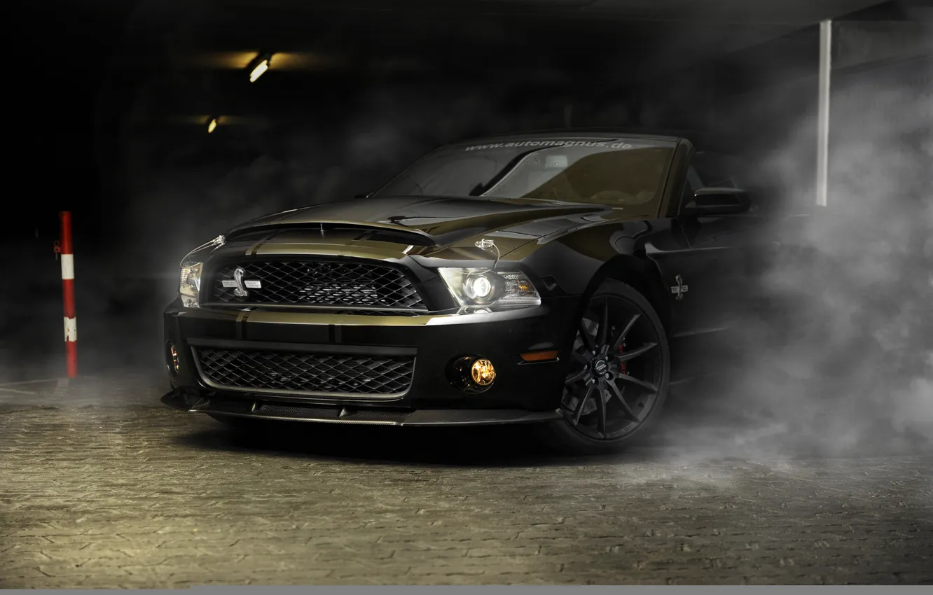 Фото обои car, авто, полосы, черный, дым, Ford, mustang, мустанг
