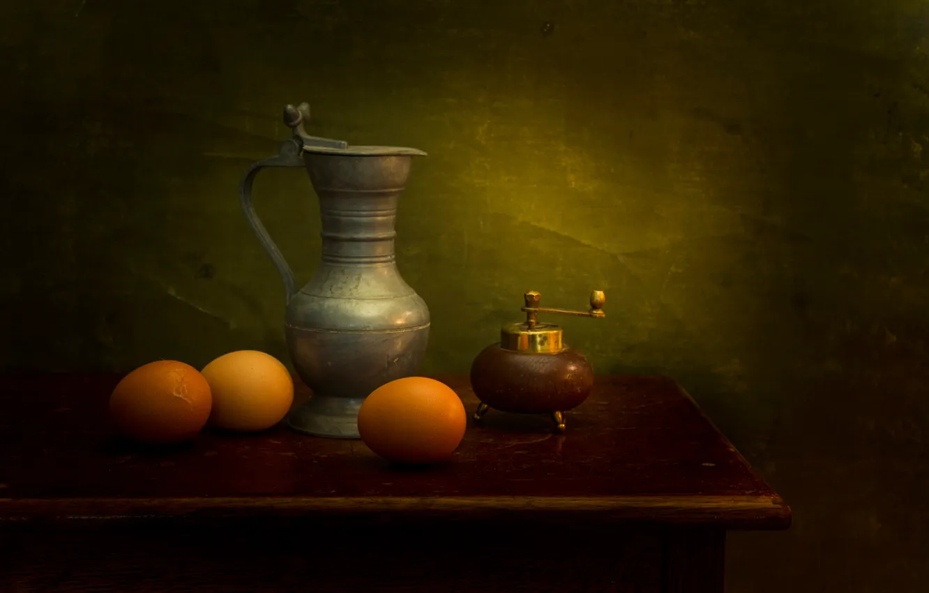 Фото обои яйца, кувшин, натюрморт, pepper grinder, A Dutch insperation