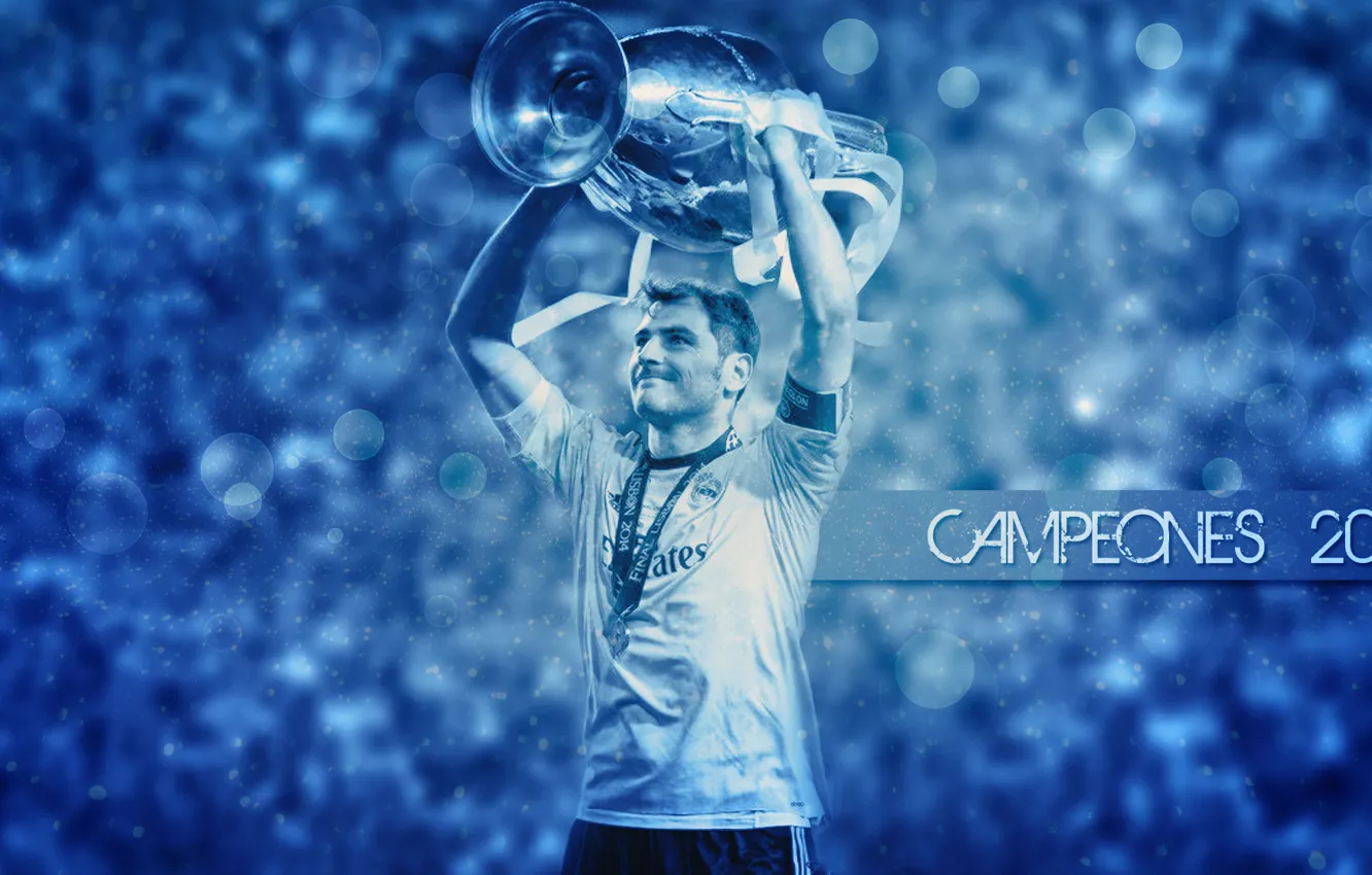 Фото обои Iker Casillas, Real Madrid CF, UEFA Champions League Trophy