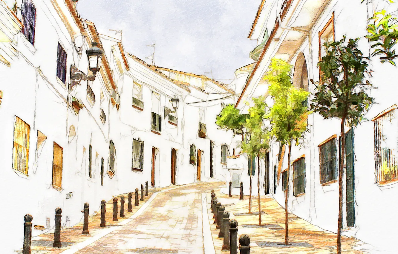 Фото обои город, улица, дома, Испания