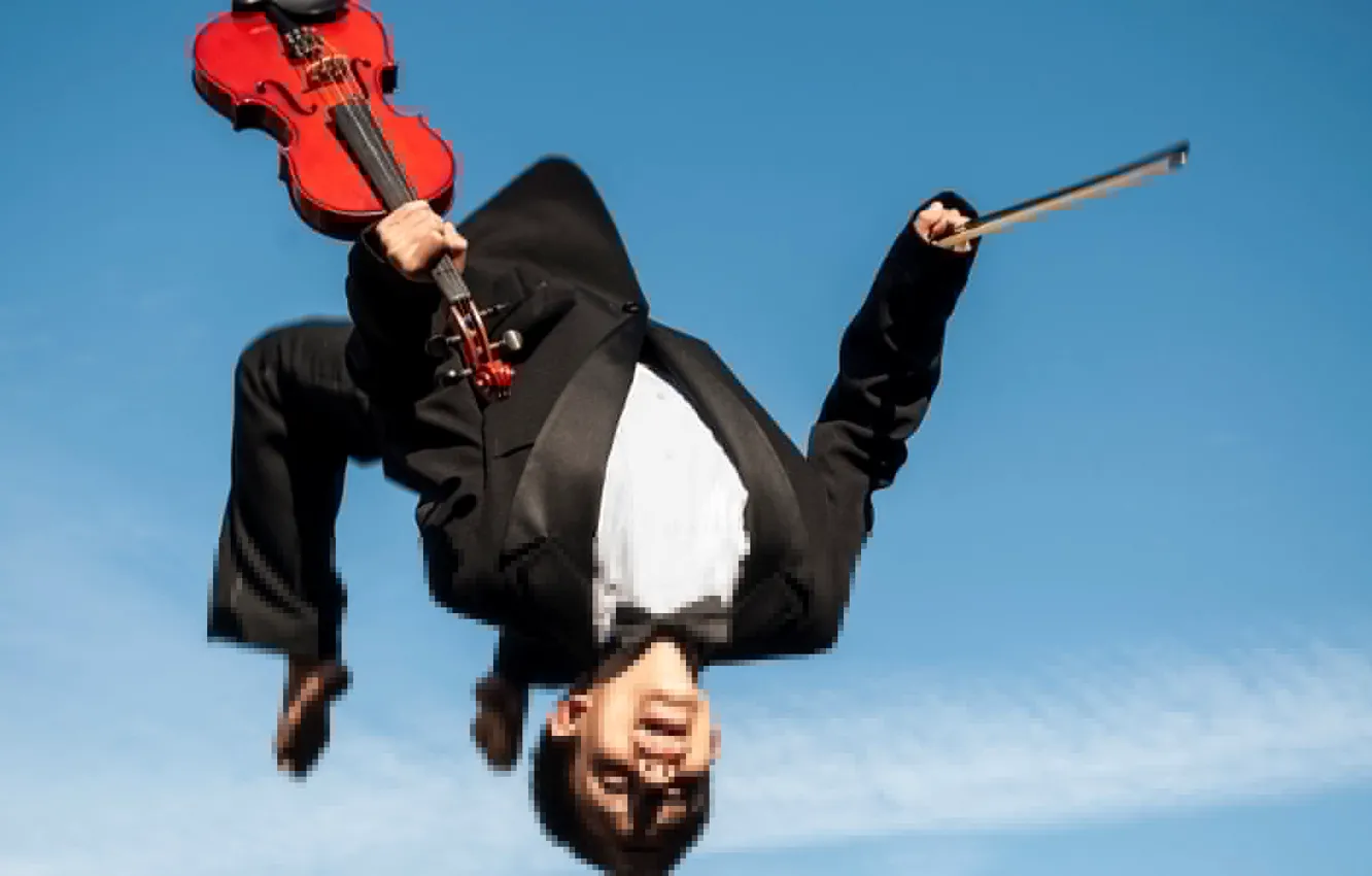 Фото обои музыка, прыжок, скрипка, человек