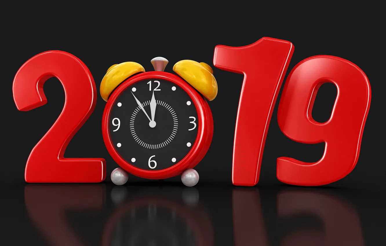 Фото обои часы, будильник, Новый год, 2019