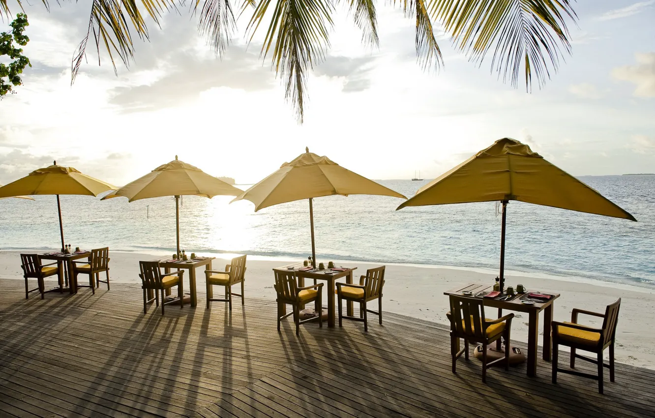 Фото обои море, пляж, ресторан, restaurant on the beach