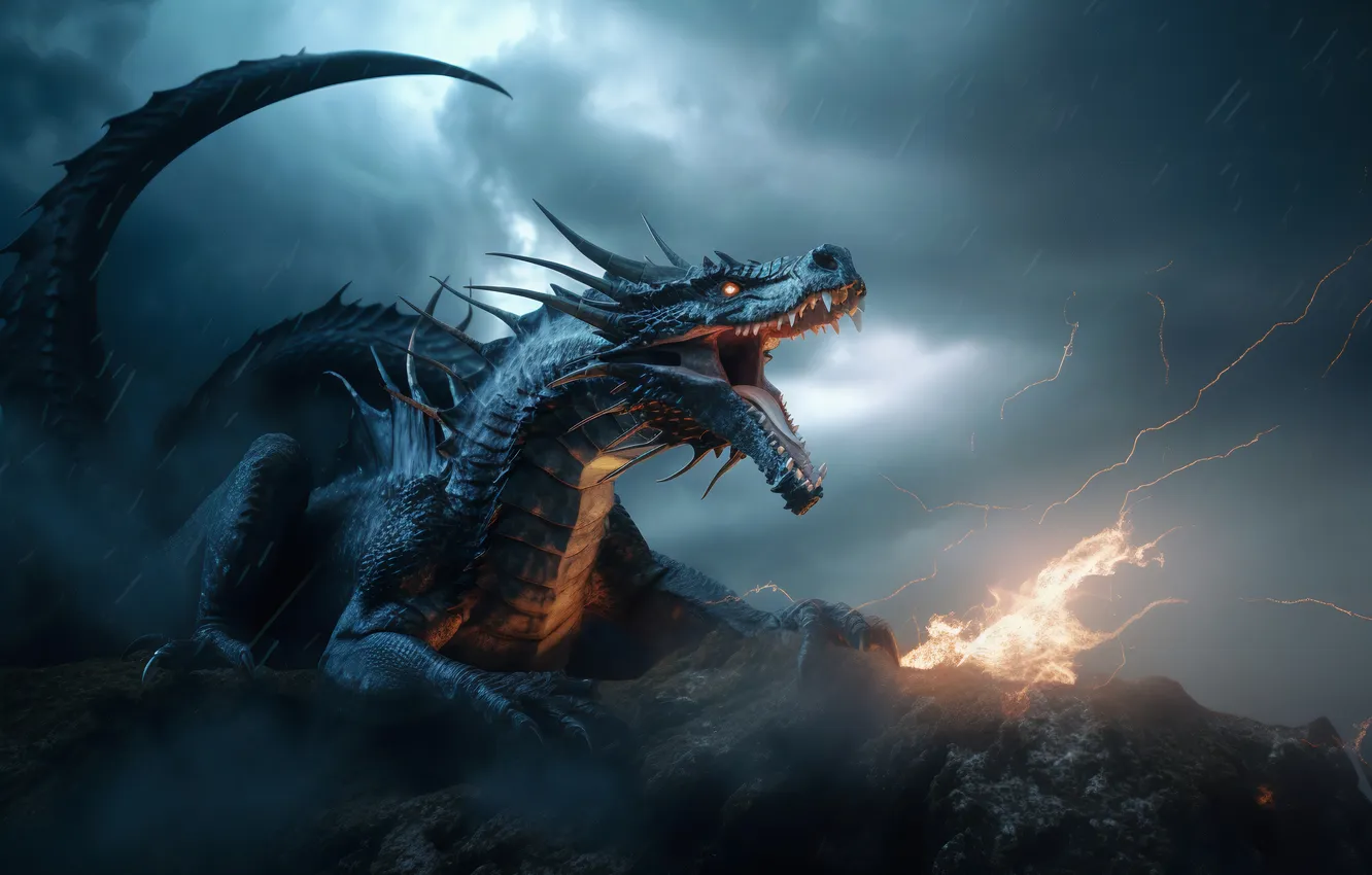 Фото обои fire, fantasy, dragon, mouth, fangs