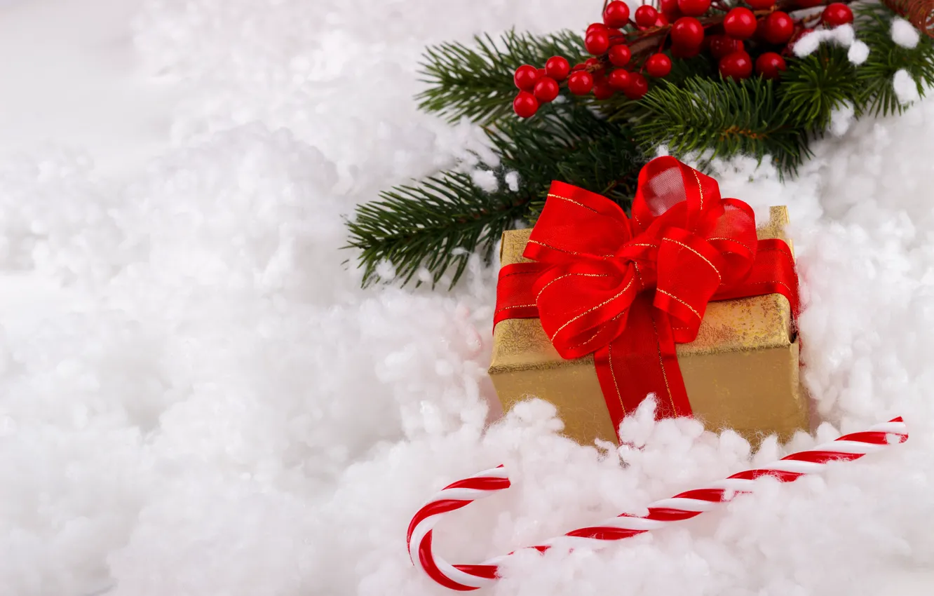 Фото обои снег, подарок, Новый Год, Рождество, Christmas, snow, New Year, gift