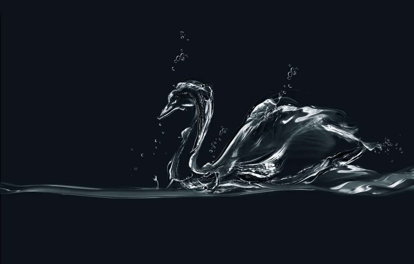 Фото обои вода, пузыри, минимализм, лебедь, bubbles, swan, minimalism, water
