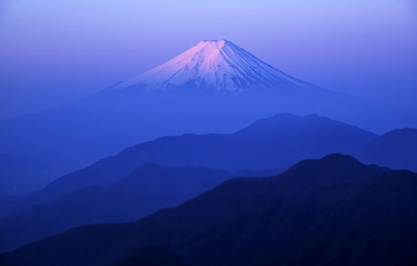Фото обои горы, даль, Фудзи, mountains, distance, Fuji, Takashi