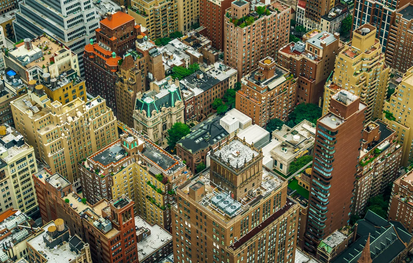 Фото обои USA, вид сверху, New York, высота птичьего полёта, Нью-Йорк США