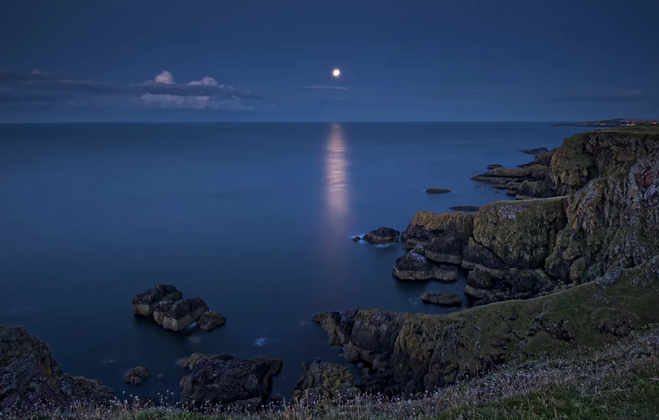 Фото обои море, побережье, вечер, Шотландия