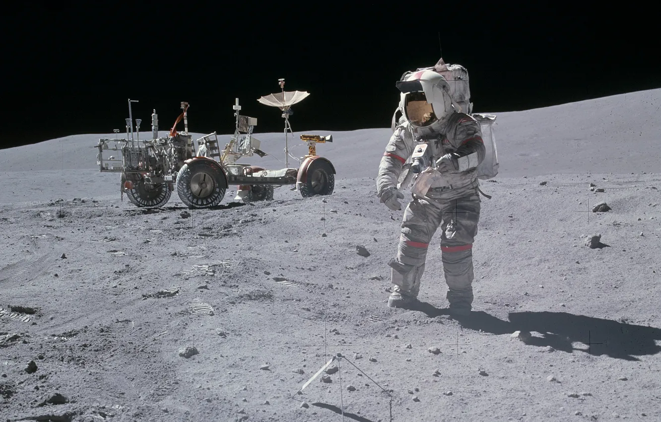 Фото обои Луна, NASA, ровер, Аполлон