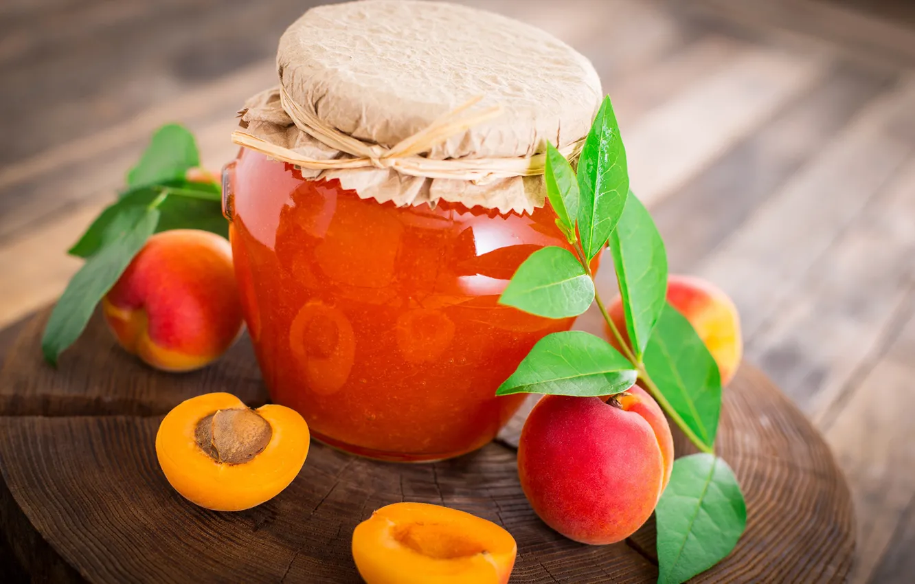 Фото обои банка, варенье, абрикосы