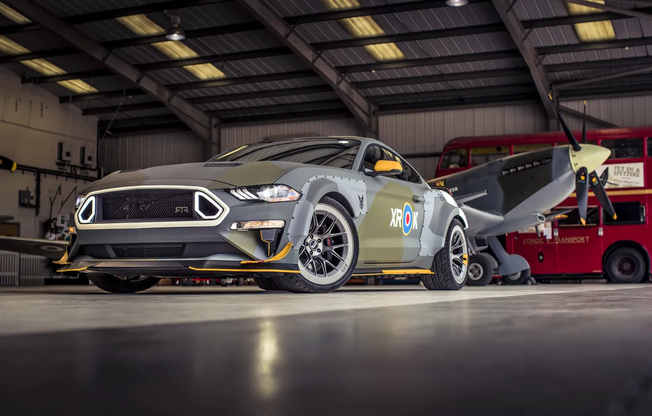 Фото обои Ford, Ангар, 2018, Mustang GT, Eagle Squadron