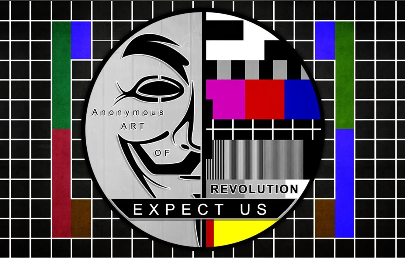 Фото обои Art, Anonymous, Revolution, Test pattern, Expect us, Anonymous art