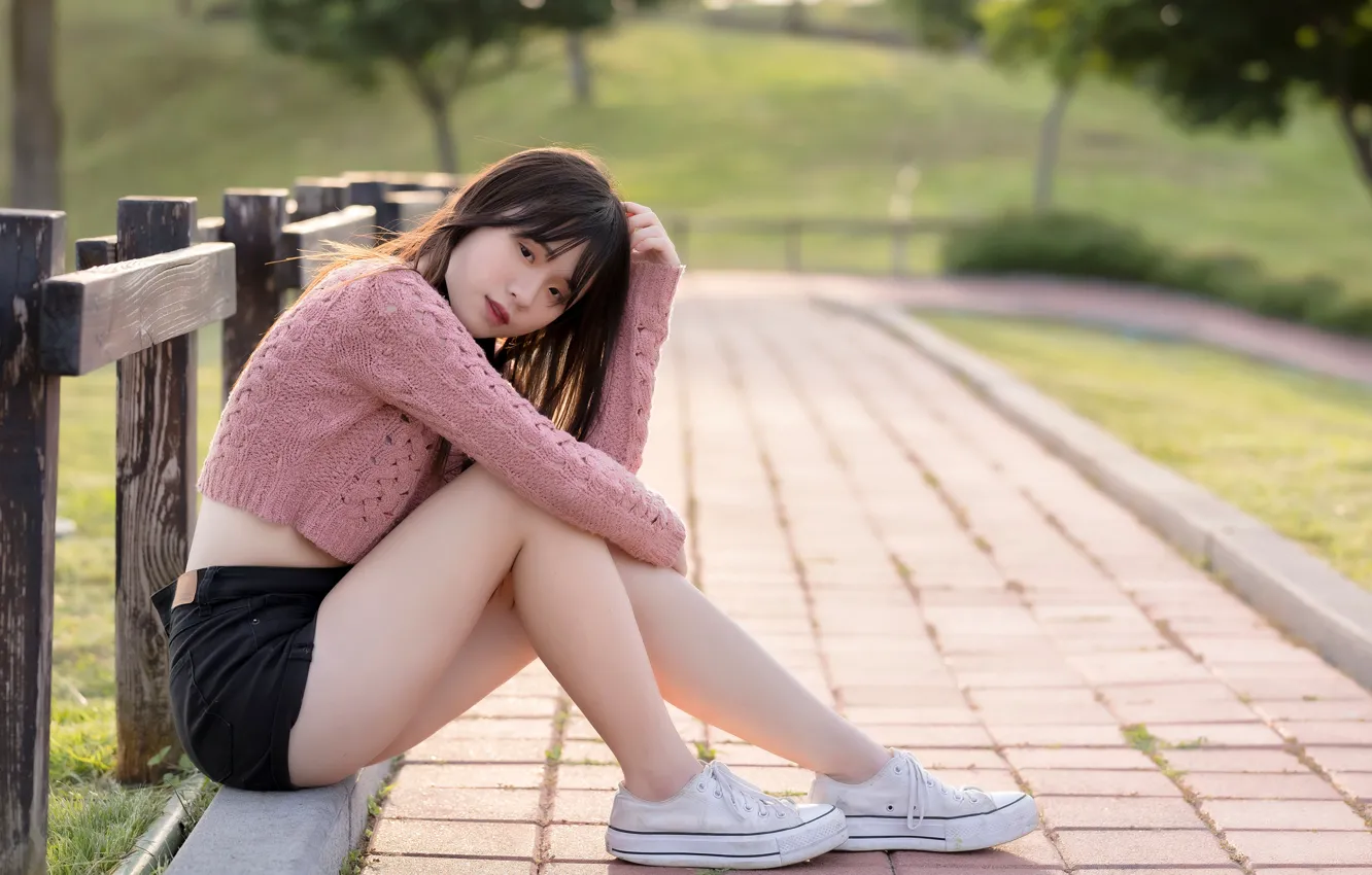 Фото обои взгляд, поза, азиатка, look, asian, pose, милая девушка, cute girl