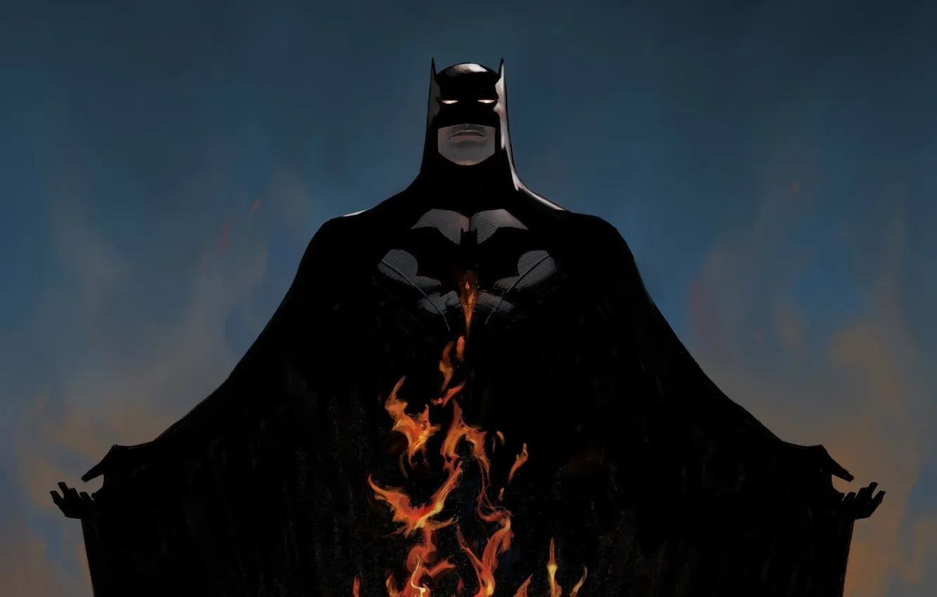 Фото обои поза, пламя, костюм, Бэтмен, Batman, DC Comics