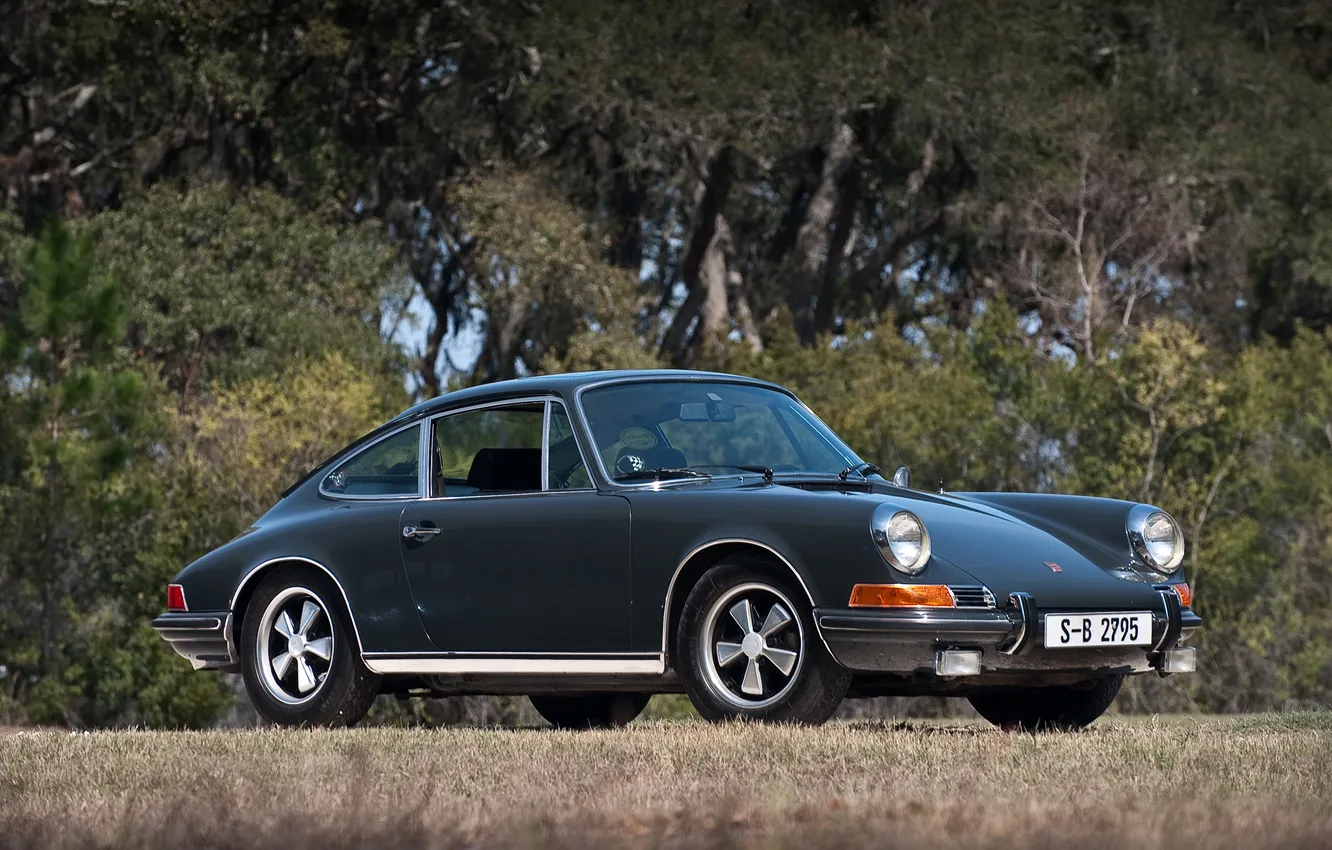 Фото обои деревья, porsche, класика, 2.2 coupe, 1970–71, 911s