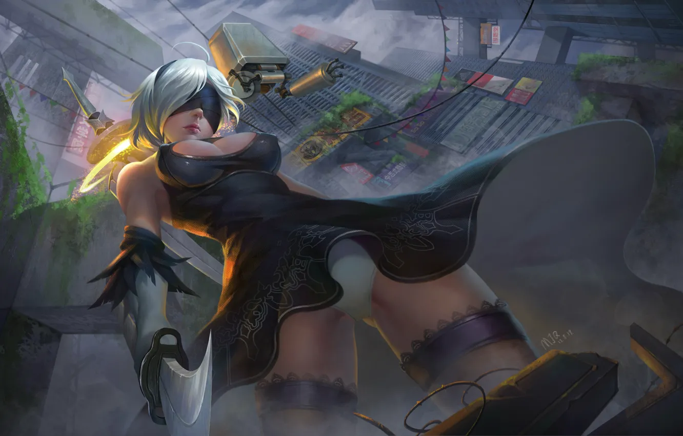 Фото обои девушка, игра, арт, NieR: Automata