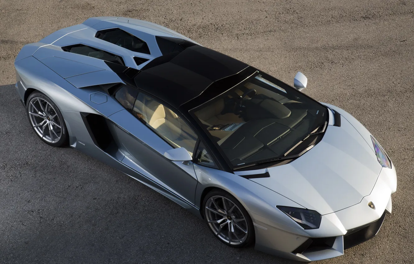 Фото обои машина, фары, вид сверху, передок, roadster, LP700-4, Lamborghini Aventador