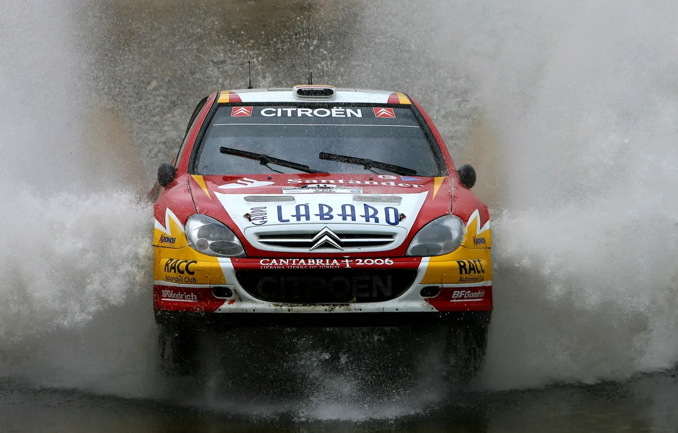 Фото обои Ситроен, Citroen, Брызги, WRC, Rally, Ралли, Xsara, Брод