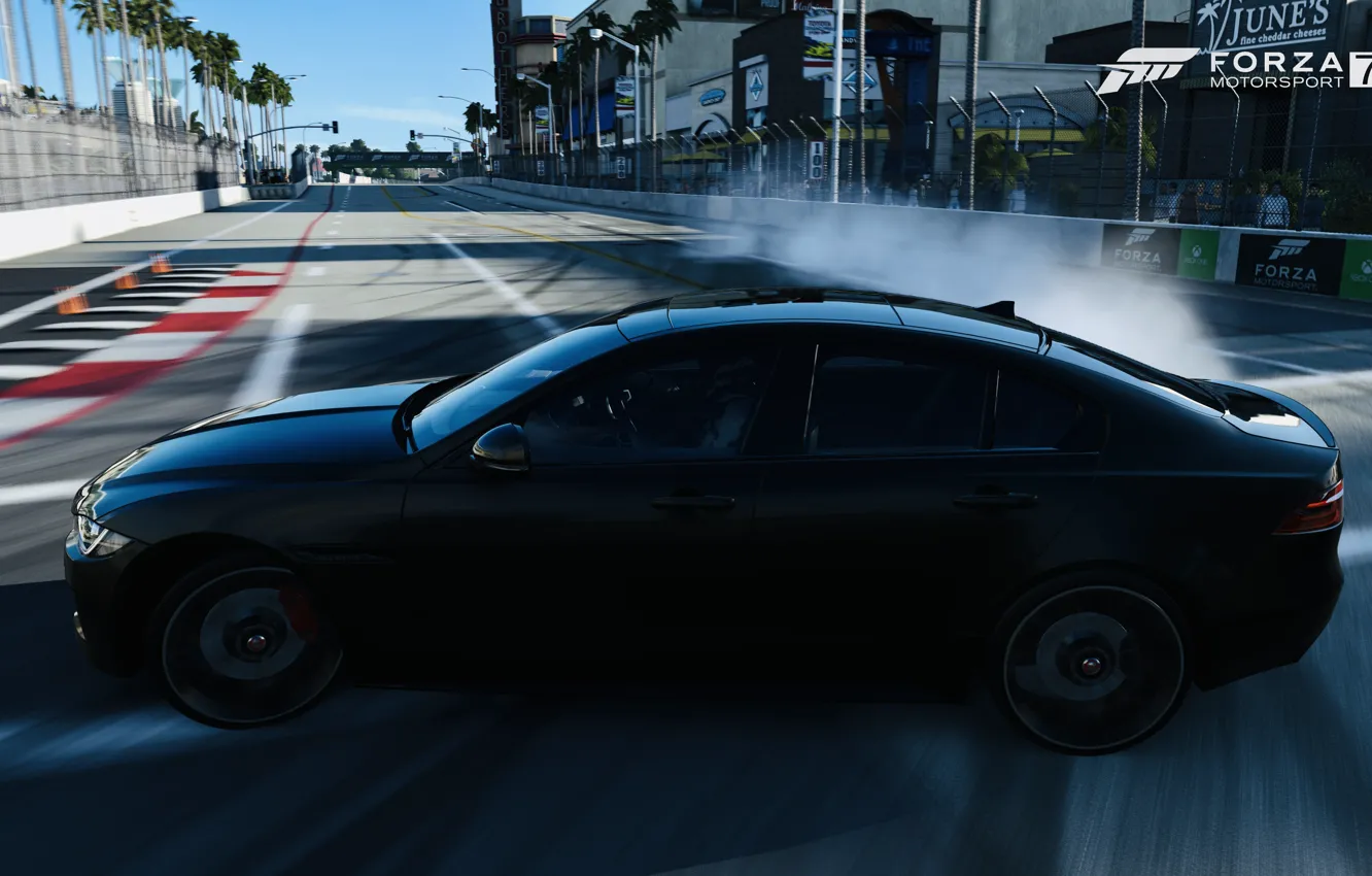 Фото обои HDR, Jaguar, Drift, Smoke, Game, FM7, UHD, XE S