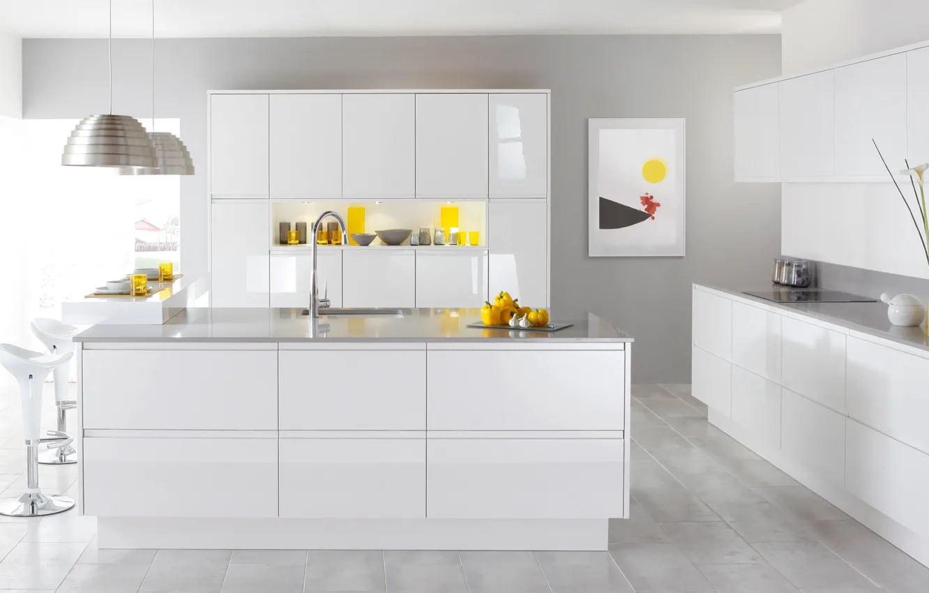 Фото обои design, style, interior, white modern kitchen