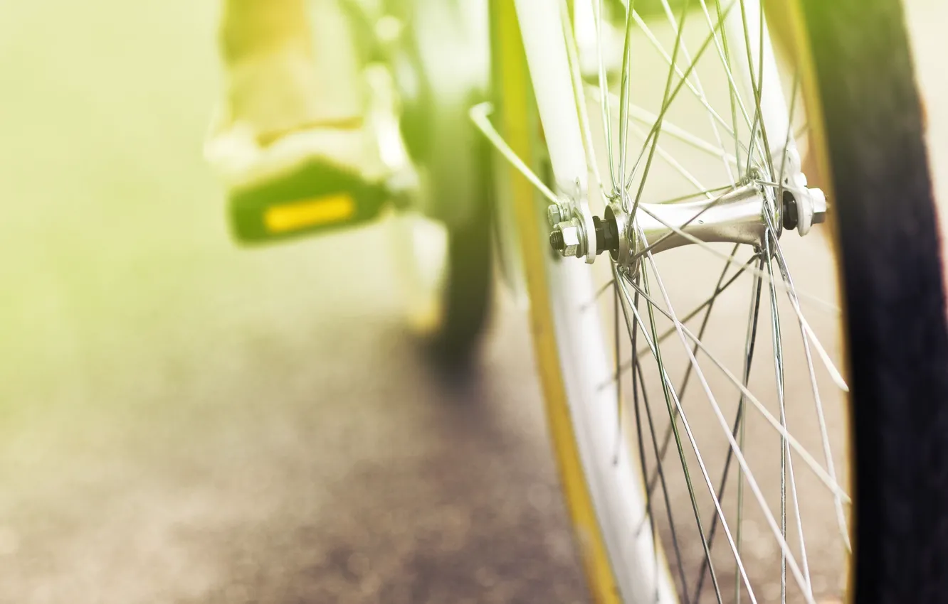 Фото обои велосипед, зеленый, фон, отдых, обои, настроения, размытие, колесо
