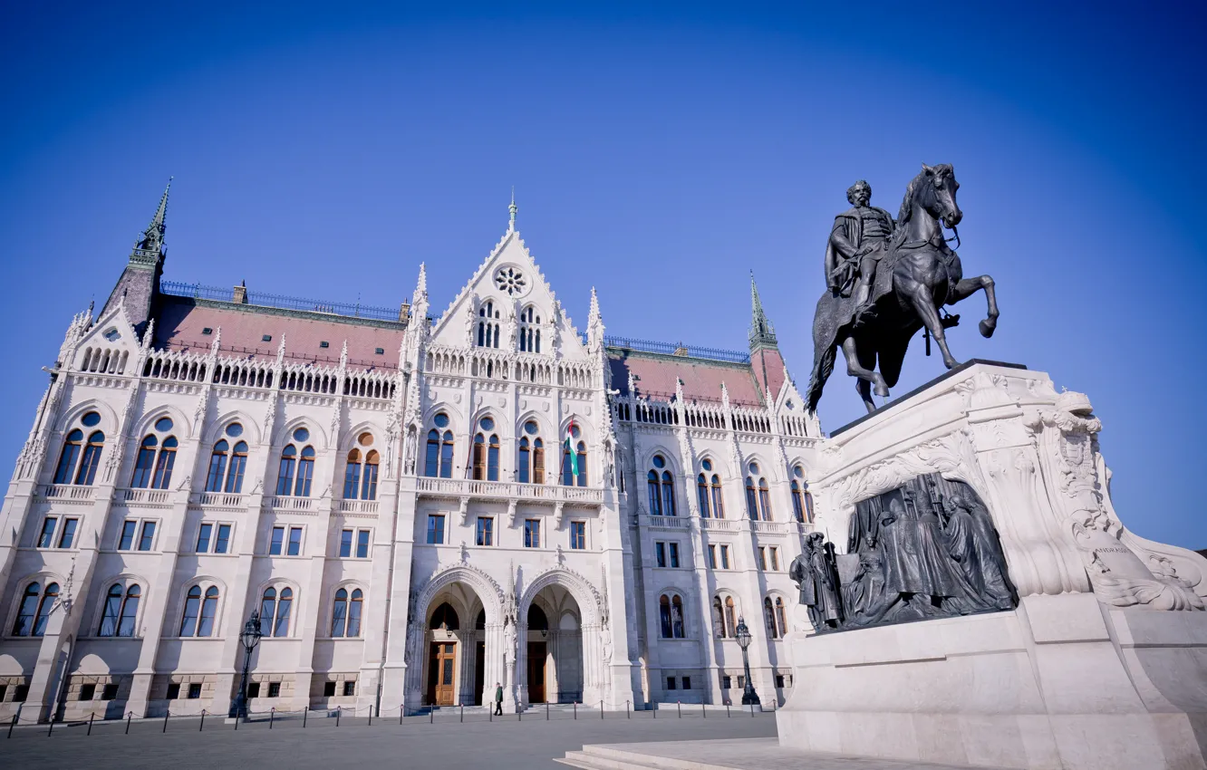 Фото обои Парламент, Венгрия, Будапешт, памятник Дьюле Андраши