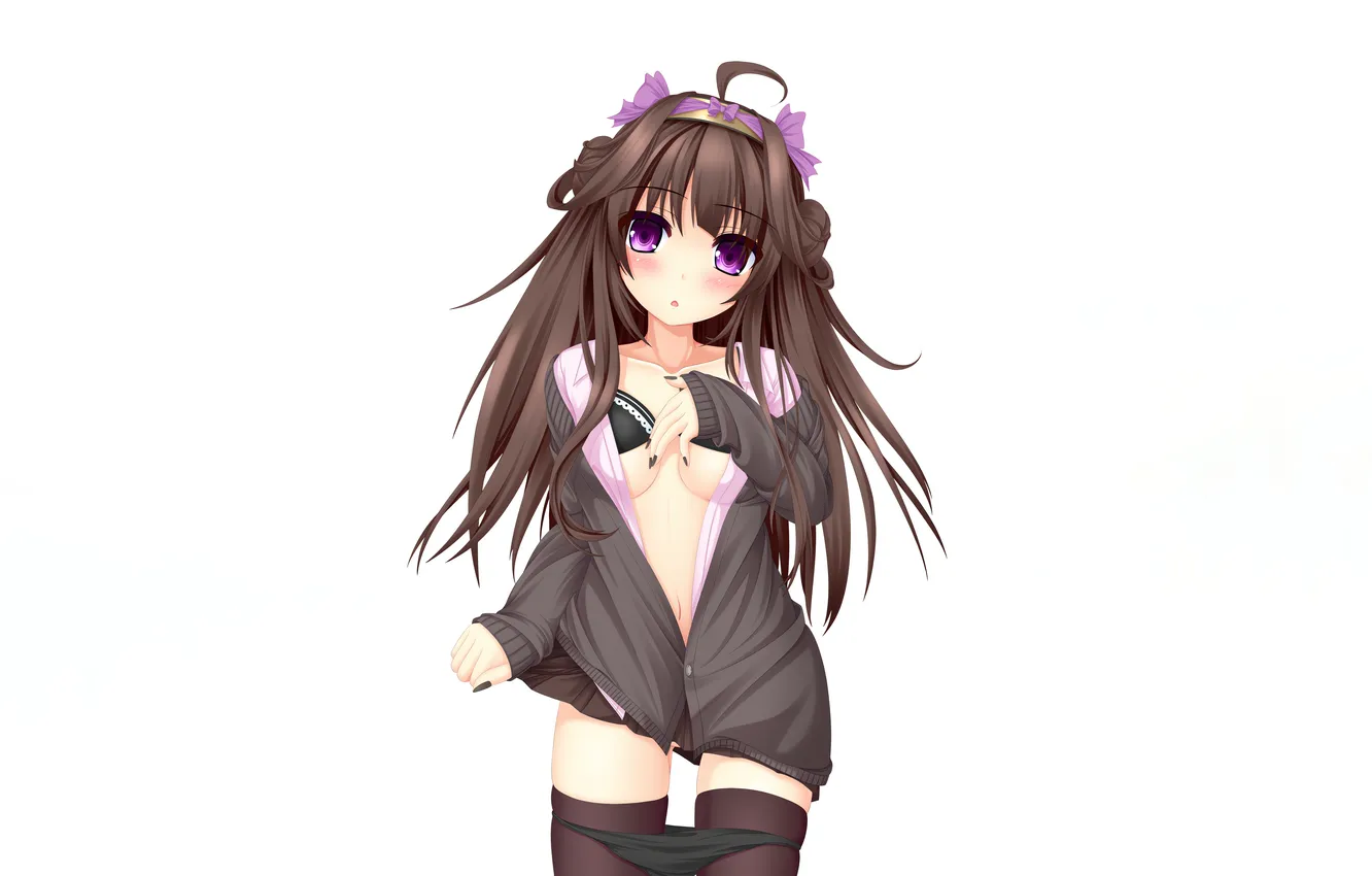 Фото обои girl, sexy, lingerie, pantsu, bra, cleavage, panties, thighhighs