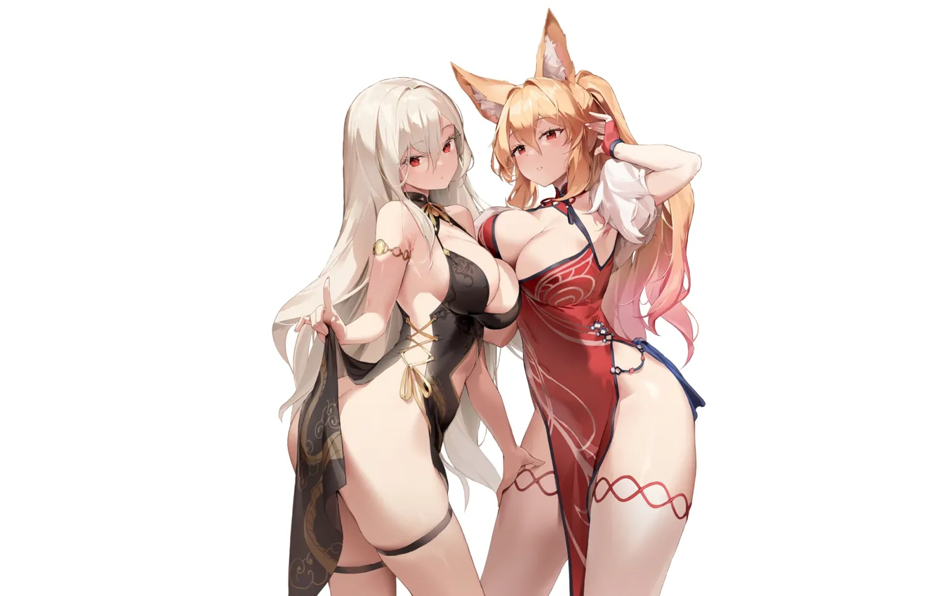 Фото обои girl, hot, sexy, fox, boobs, woman, anime, pretty