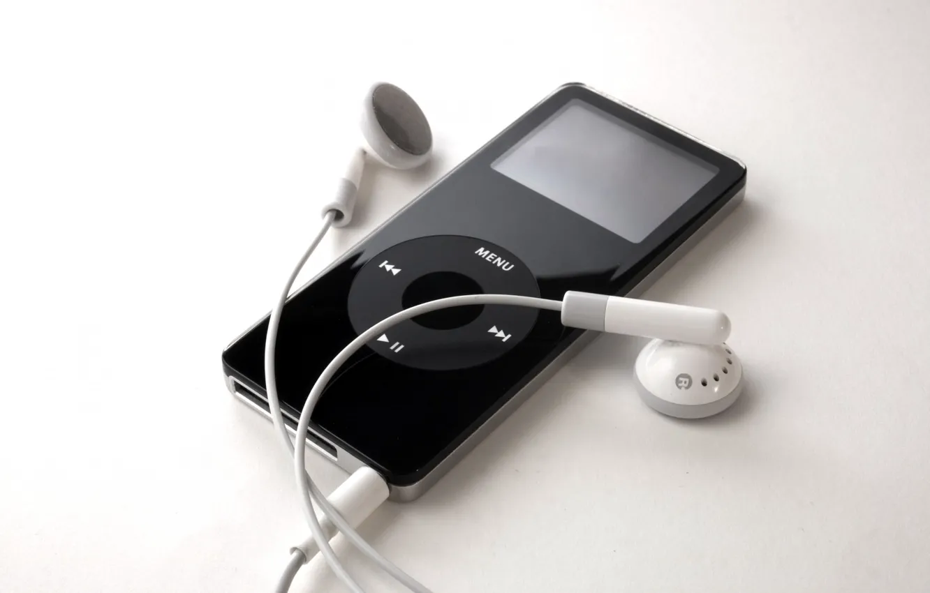 Фото обои чёрный, Apple, iPod, наушники