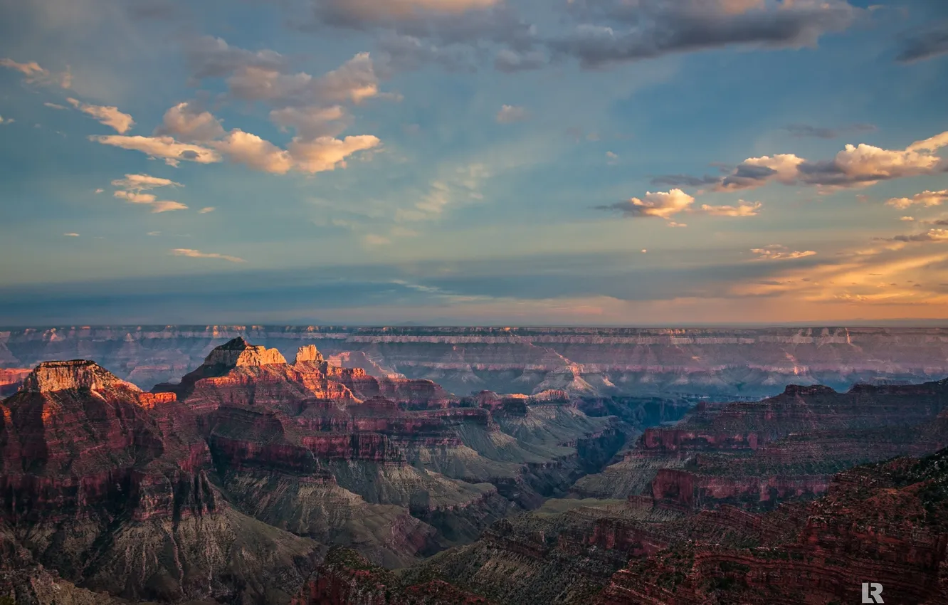 Фото обои закат, горы, природа, каньон, ущелье