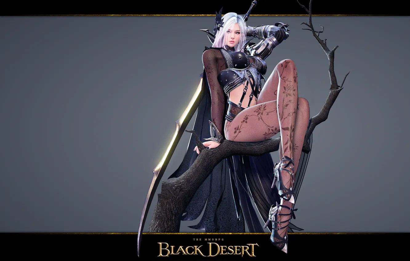 Фото обои Girl, Dark Elf, Dark Knight, Black Desert Online, BDO, Ножки в чулочках