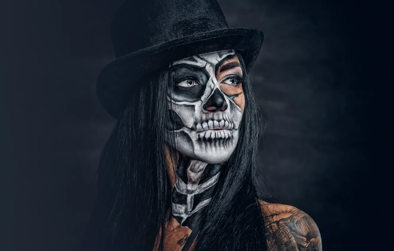Фото обои skull, female, makeup, day of the dead