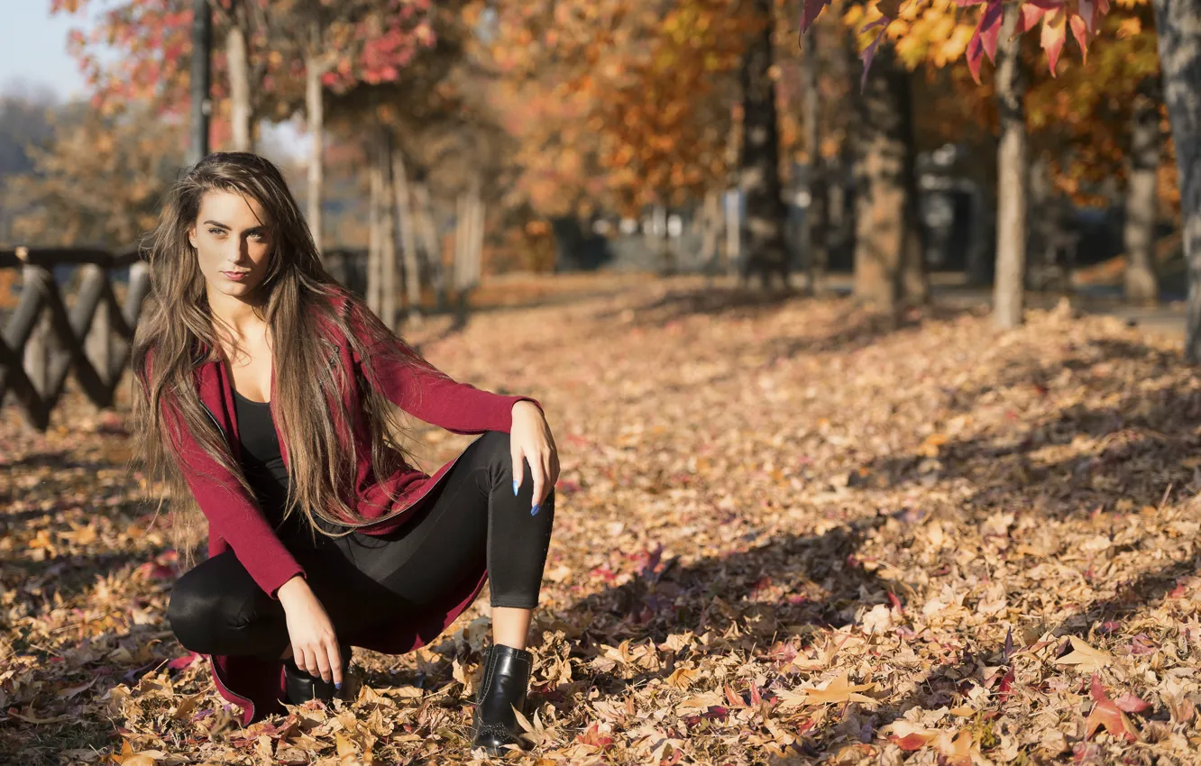 Фото обои листья, природа, лицо, модель, волосы, красотка, Federica