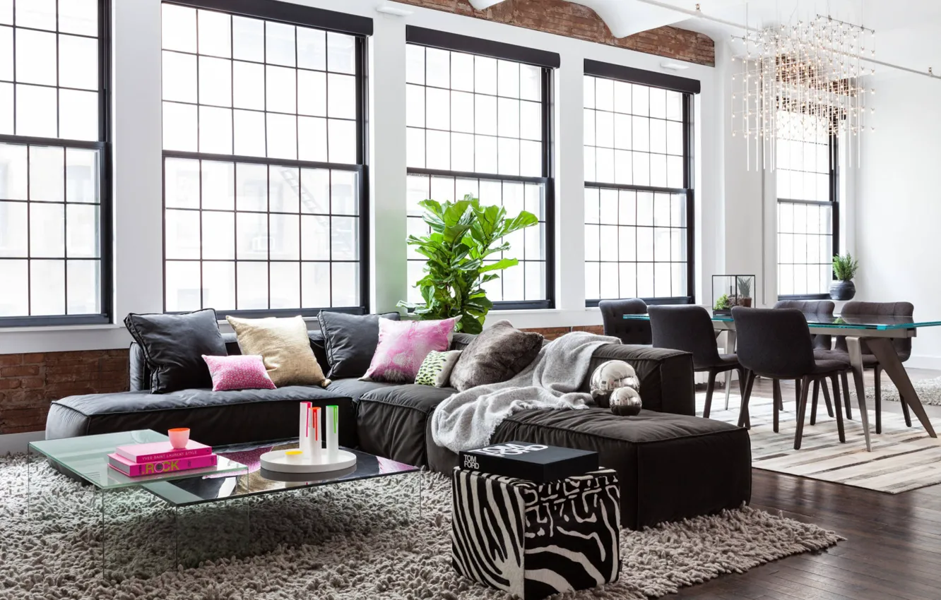 Фото обои интерьер, гостиная, столовая, Flatiron Loft