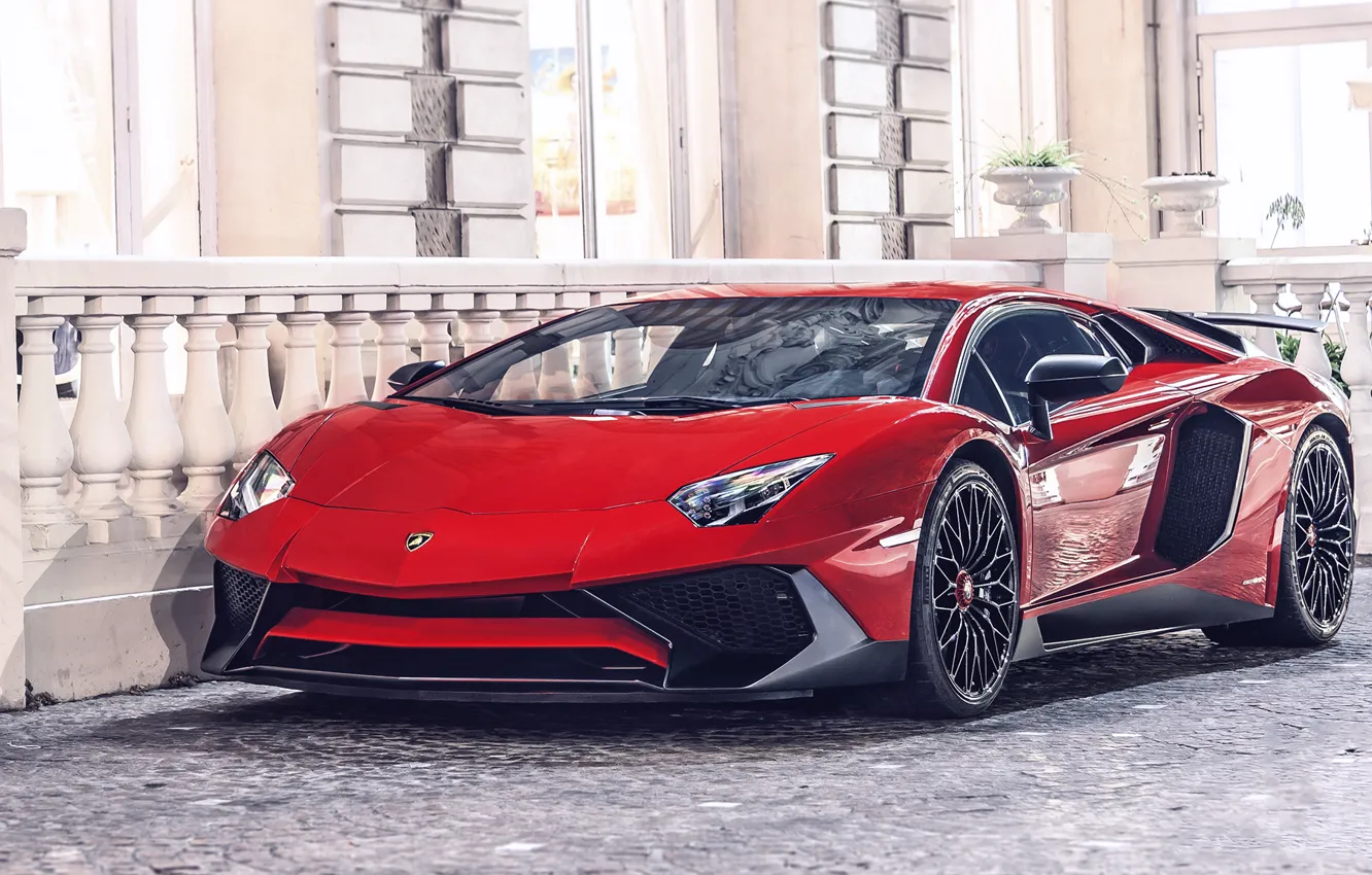 Фото обои Lamborghini, Red, SuperVeloce, Street, Aventador, LP750-4