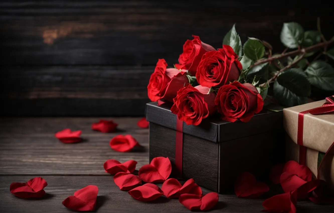 Фото обои любовь, цветы, подарок, романтика, розы, букет, love, happy