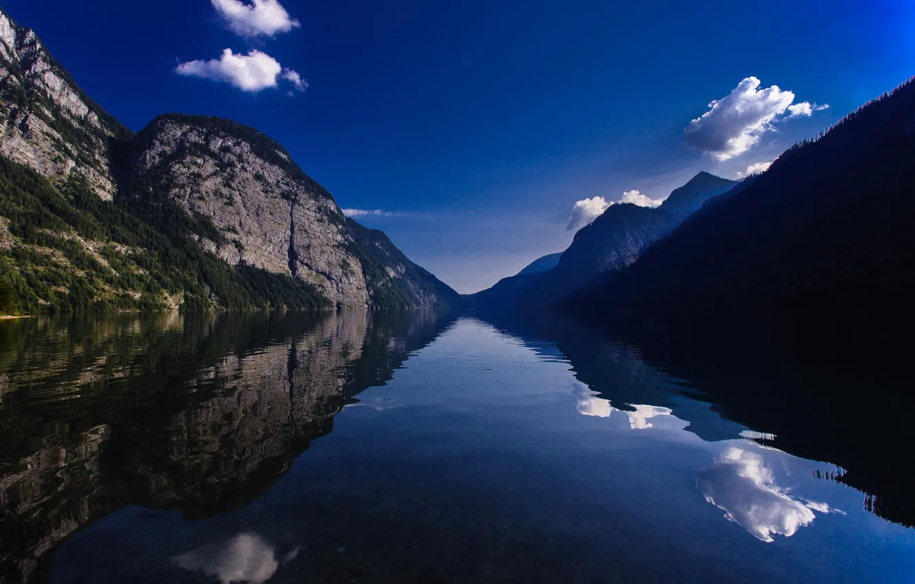 Фото обои пейзаж, горы, природа, озеро, отражение, река