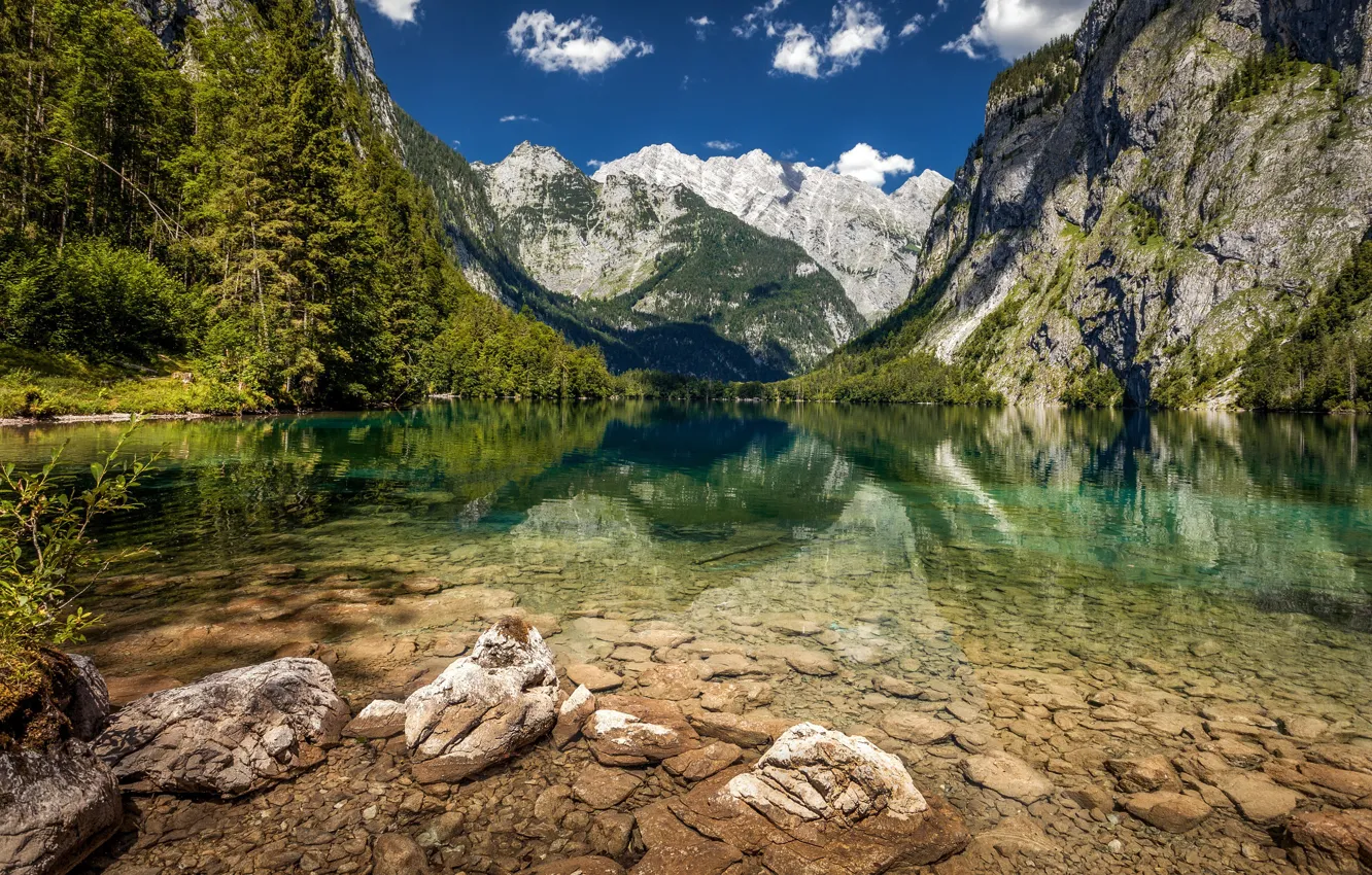 Фото обои горы, озеро, камни, Германия, Бавария, Germany, Bavaria, Bavarian Alps