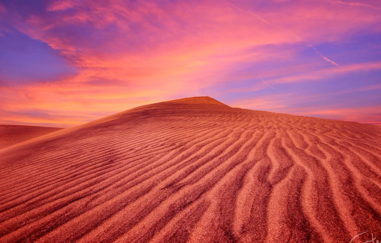 Фото обои песок, природа, рассвет, пустыня