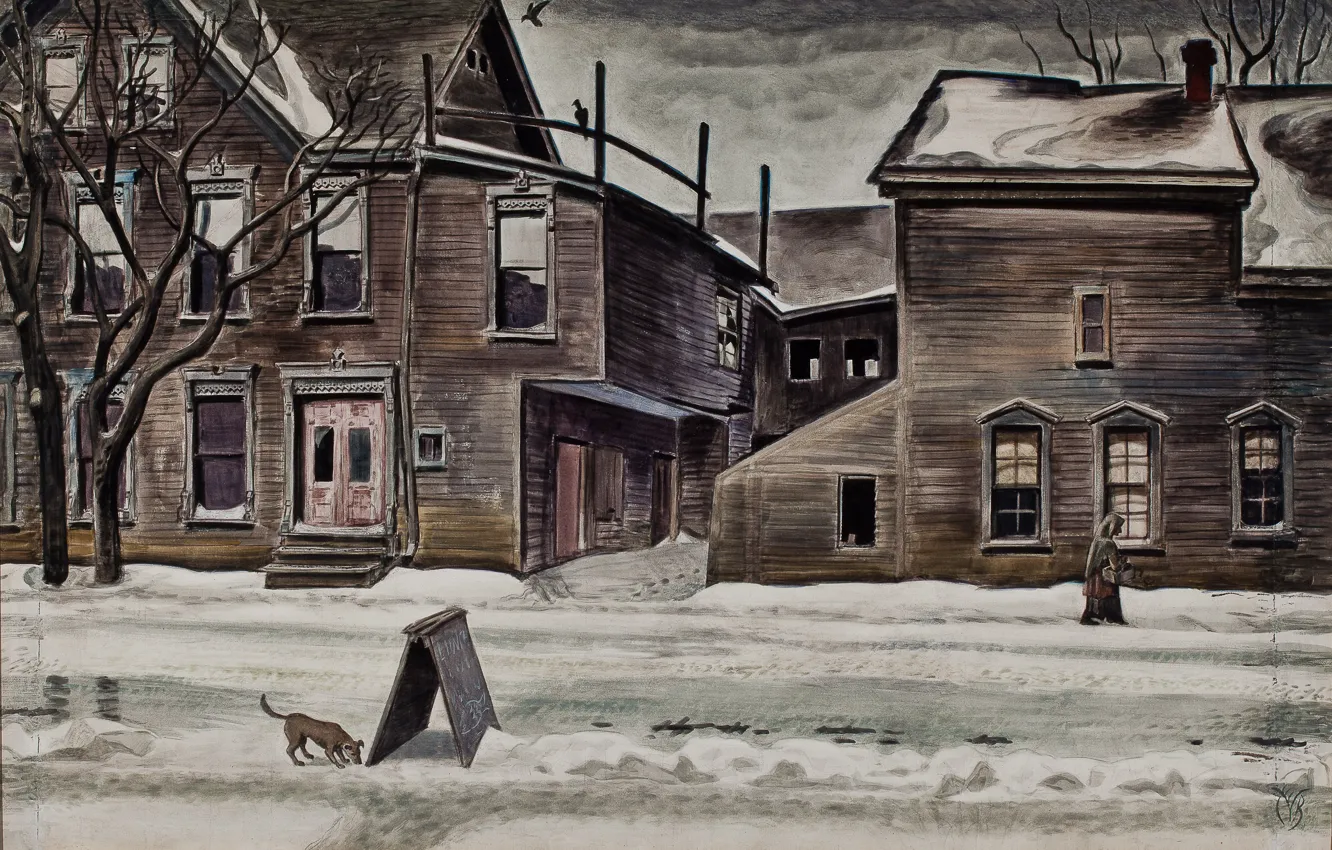 Фото обои Charles Ephraim Burchfield, Old Houses in Winter, 1929-41