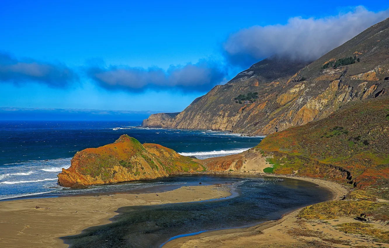 Фото обои море, скалы, берег, Калифорния, США, Монтерей