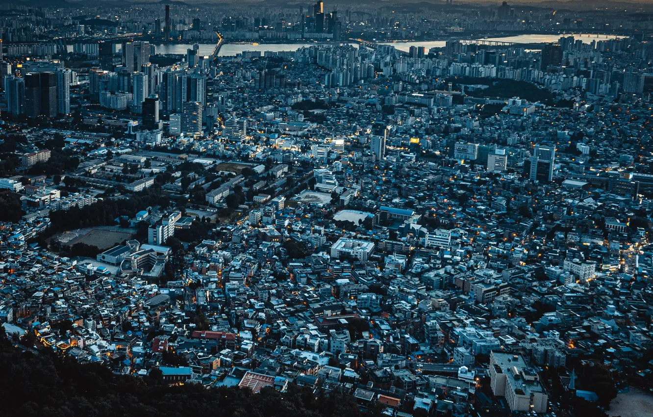 Фото обои город, панорама, Сеул
