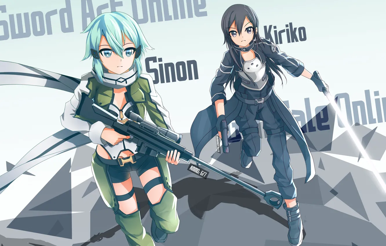 Фото обои sword, pistol, game, anime, pretty, sniper, asian, lightsaber