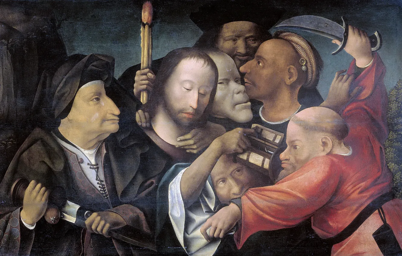 Фото обои Иероним БОСХ, 1530-1550, Взятие Христа под стражу