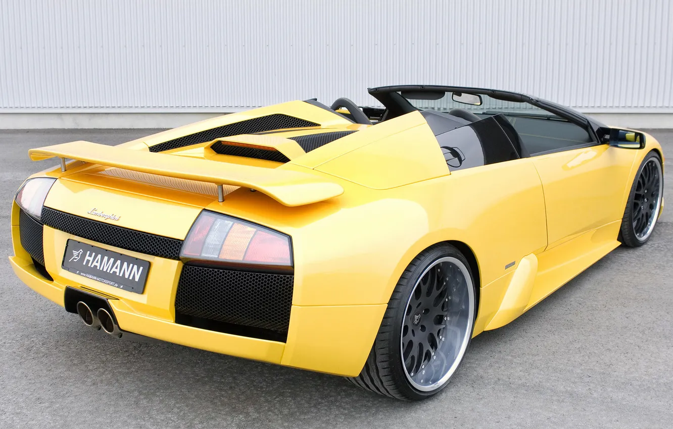 Фото обои Roadster, Lamborghini, Hamann, вид сзади, yellow, Murcielago, ламборгини