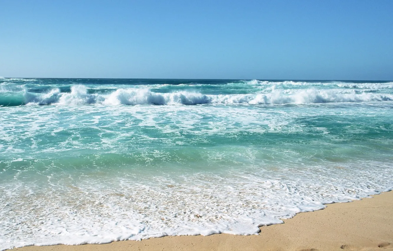 Фото обои песок, море, небо, пейзаж, океан