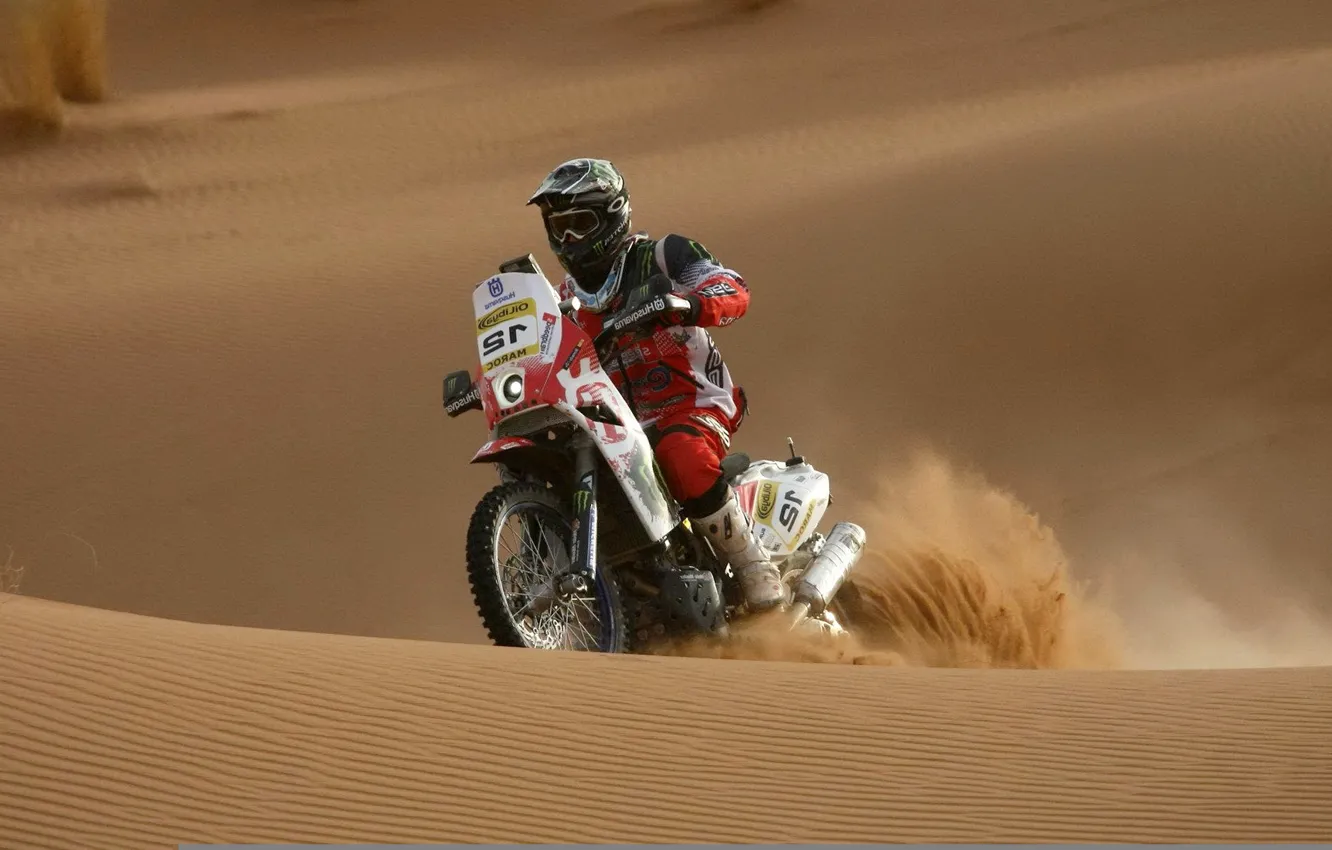 Фото обои песок, спорт, мотоцикл, гонки